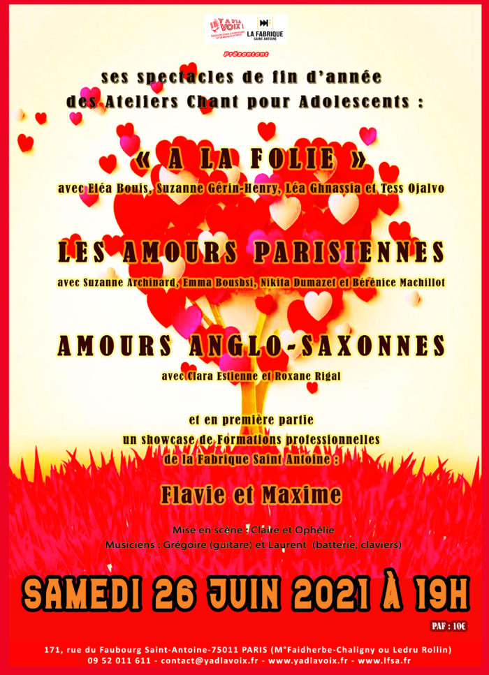 Spectacle formations professionnelles, 26 juin 2021 La Fabrique Saint